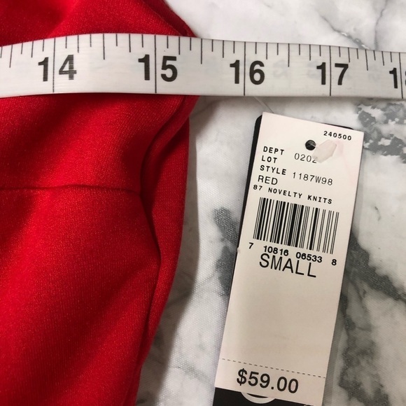 BCX Red Black Sleeveless Belted Dress Size S NWT - Picture 4 of 5